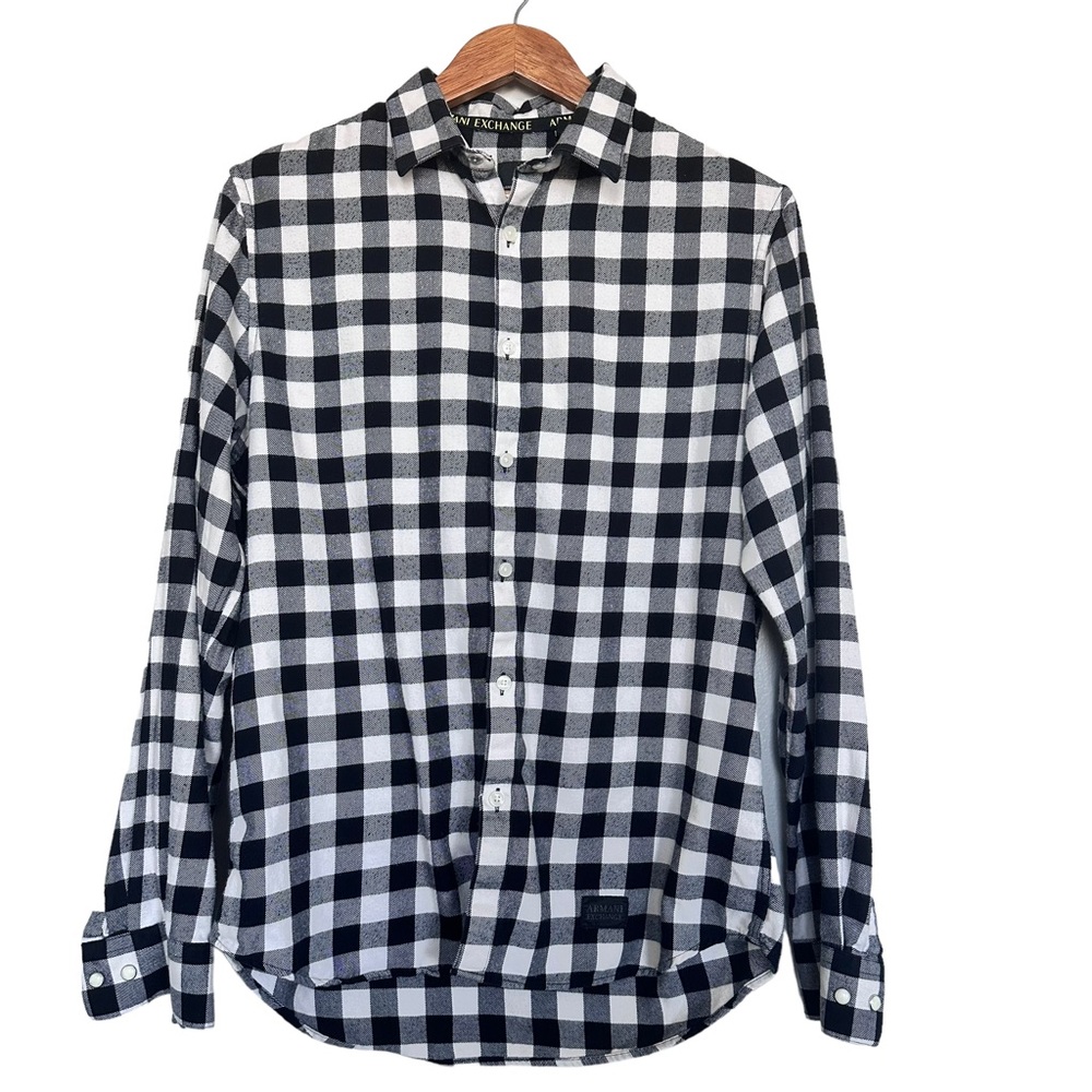 Armani Exchange Men’s Sz M Long Sleeve Checked Plaid Flannel Shirt